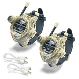 Walkie Talkie for Kids,Rechargeable Spy Walkie Talkies Watch Army Toys Gifts for Children,Two-Way Radio Walky Talky Watches with Flashlight Children Outdoor Game Interphone Toy Game(2 Pack)