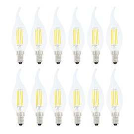 Lamsky E14 LED Bulb European Base 4W LED Chandelier Light Bulbs Dimmable 40W Equivalent,Flame Tip Candelabra LED Bulbs,110V 6000K Daylight White 12-Pack