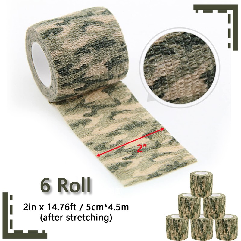 Favuit Camo Wrap Tape, 6 Roll Military Camouflage Stretch Form
