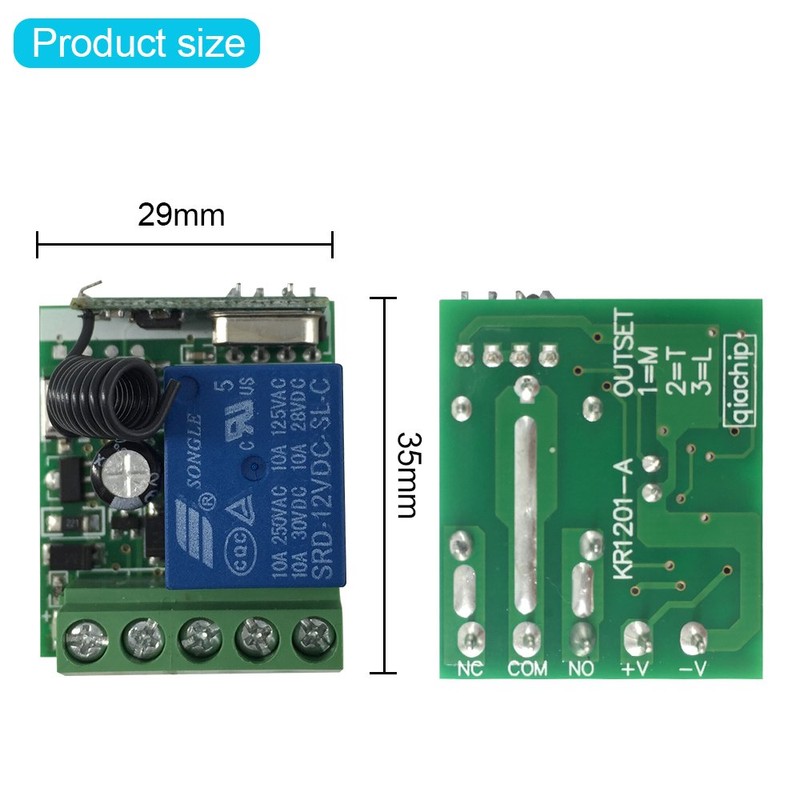 QIACHIP 433Mhz Universal Wireless Remote Control Switch DC 12V 1CH
