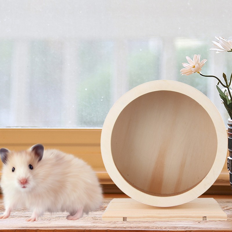 Wooden Bracket Silent Pet Exercise Running Wheel Toy for Hamster