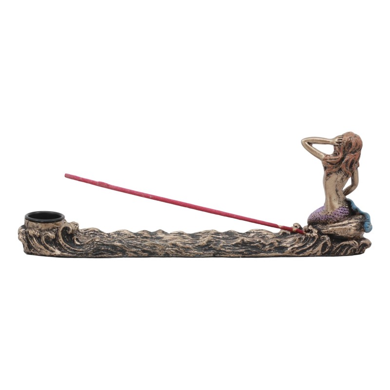Ebros Beautiful Ocean Mermaid Sun Bathing Incense Burner Statue Nautical