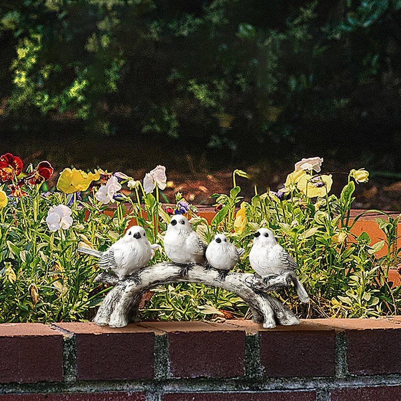 Bird Figurines - Animal Bird Ornaments,Standing on Branch Home Decoration