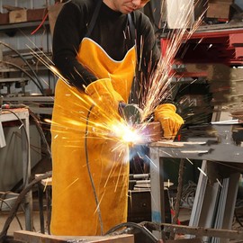 SIQITECHNO Leather Welding Apron Cowhide Apron Heat Flame Resistant Work Apron Heavy Duty Blacksmith Apron Bib Safe Woodworking Workshop Apron for Welders Men Women Length 34”