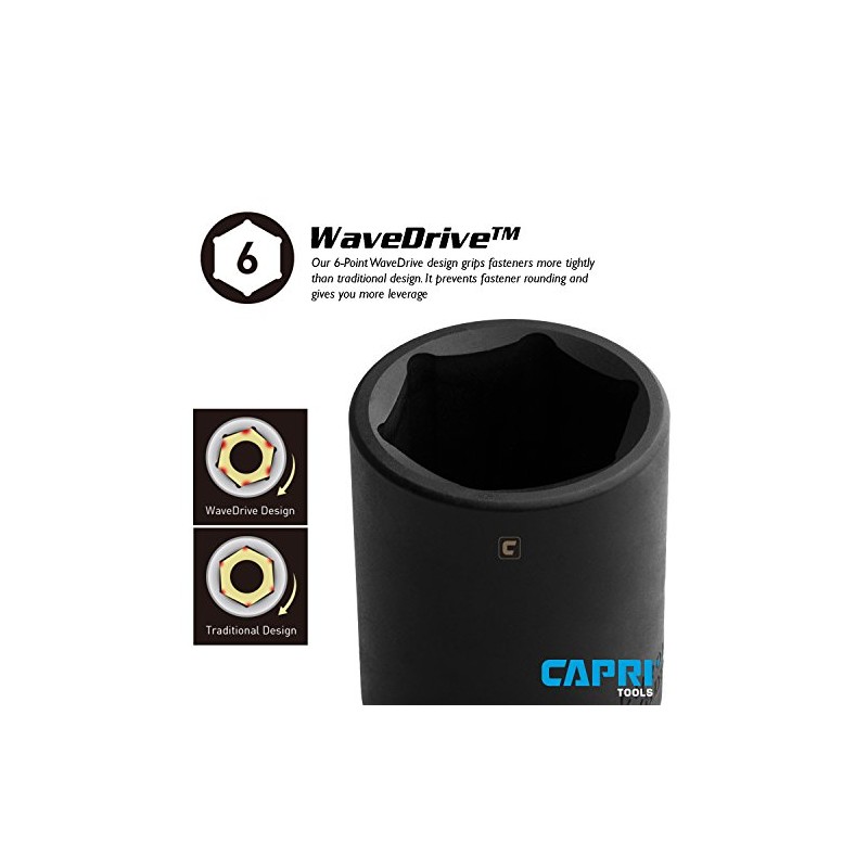 Capri Tools Deep Impact Socket, 3/8-Inch Drive, 6-Point, SAE (13/16-Inch)