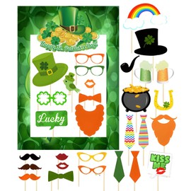SWSATYW St. Patrick's Day Lucky Irish Party Photo Booth Props Supplies Decoration with Card Frame(Pack of 28)