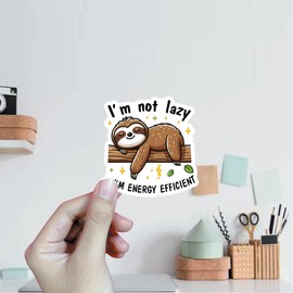 (3Pcs) I'm Not Lazy I'm Energy Efficient Stickers Quotes Funny Stickers Decal Waterproof Vinyl Stickers Adult for Laptop Kindle Car Tumbler Water Bottle Mug Phone Notebook Helmet Size 3”x3”