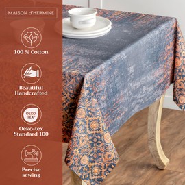 Maison d' Hermine Imperfection 100% Cotton Tablecloth Kitchen Dining Table Cloth for Rectangle Tables Farmhouse Tabletop Cover for Parties, Wedding Use Thanksgiving/Christmas (60"x90")