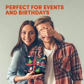 4 x Large Wrapping Paper Sheets - Funny Merry Christmas Pattern Santa Snowman Candy Cane Snowflakes Kids Unisex Boys Girls Secret Santa Son Daughter Gift Wrap #170290