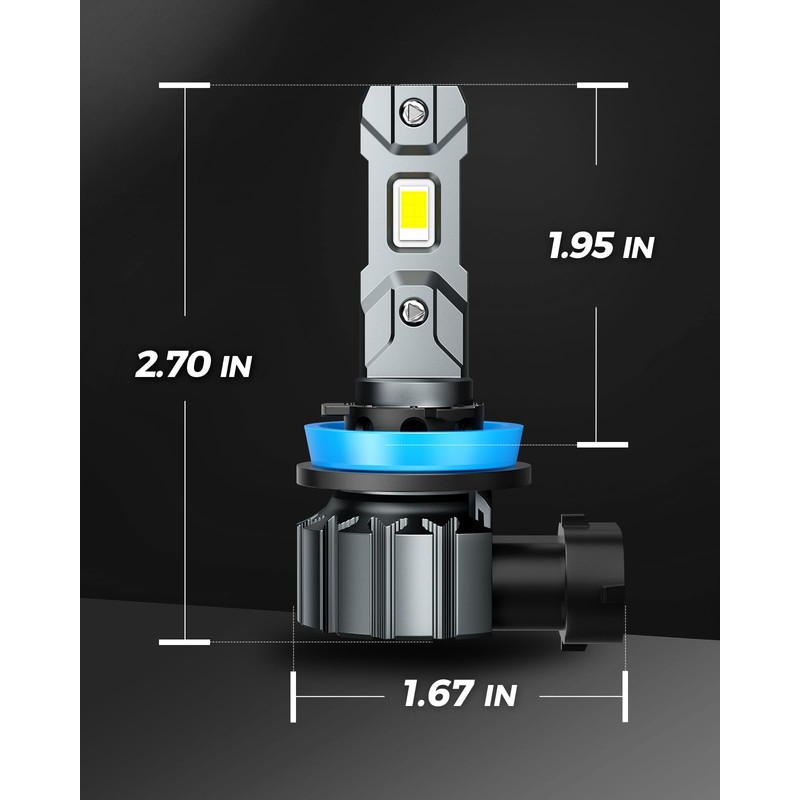 Marsauto H11 Bulb, 30000LM Brightness Output 6000K Cool White,H8 H9