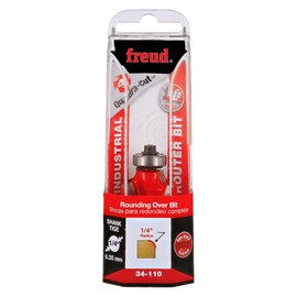 Freud Quadra-Cut Radius Rounding Over Bit with Perma-Shield Coating for Flawless Finish - 4 Cutters, 1/4" Shank Dia., 1/4" Radius, 2-3/16" Length - 34-110