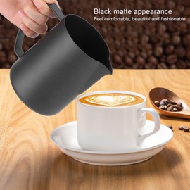 Stainless Steel Milk Frothing Pitcher, Black Matte Appearance Coffee Latte Cup with Eagle Beak Shaped Water Outlet Design, Milk Jug Cup (Swan 400ml)