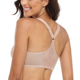 Lemorosy Women's Lace Racerback Front Closure Bra Plus Size Full Figure Unpadded Everyday Underwire for Big Bust(Beige,40D)