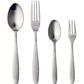 Nagao Hammertone Dinner Cutlery Set, 4 Pieces, Stainless Steel, Made in Japan