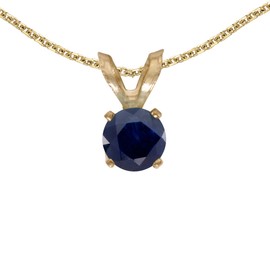 10k Yellow Gold Round Sapphire Pendant with 16" Chain