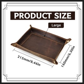 PakaLife Leather Valet Tray for Men & Women,Catch All Tray for EDC Essentials,Gift Ready Key Bowl for Entryway Table,Trinket Nightstand Trays