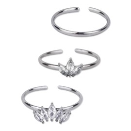 LuckyLy Set Anillos de Mujer, Acero Inoxidable Color Plata y Zirconia Cúbica, Ajustables – Joyería y Accesorios para Mujer, Regalos para Mujer Originales y Regalos para Novia, Modelo Erin