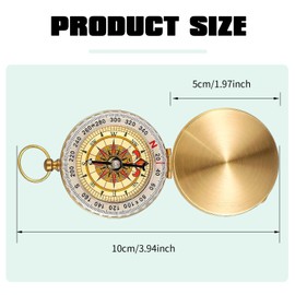Pack of 2 Children's Compass, Pocket Compass, Children's Compass, Outdoor Compass, Pocket Compass Made of Brass with Fluorescence for Hiking, Camping and Other Outdoor Activities (Golden/Whistle)
