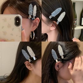 Fesanla Non-Trace Bangs Clip Crystal Set of 2 No Trace Bangs Hair Clip Non-Trace Pin Flat Shape Bangs Pin Hair Pin Face Wash Hair Arrangement (Pink)