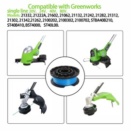 CwhaleCblu 0.065" Single Line Auto-Feed Replacement Trimmer Spool 29092 for Greenworks Weed Eater String 24V and 40V Trimmer 6 Packs