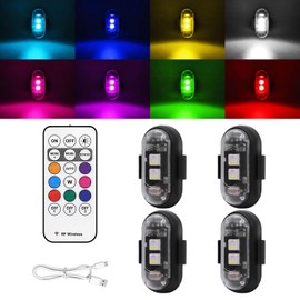 Auttoop 4PCS Wireless LED Strobe Lights with Remote Control, USB Rechargeable, Waterproof, Anti-Collision - Ideal for Car, Motorcycle, Drone, Bike