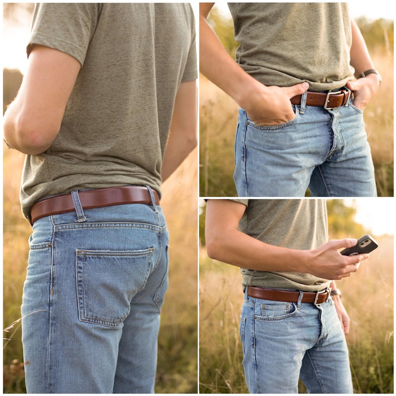 Gusti Roy Genuine Leather Belt with Silver Buckle Belt Business