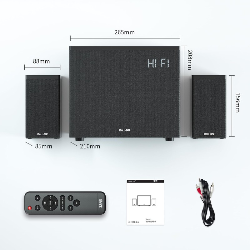 IBALL·BOX 2.1 Computer Speakers with Subwoofer, PC Speakers for Desktop