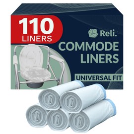 Reli. Bedside Commode Liners | Pack of 110 | Universal Fit | Commode Liners Disposable | Portable Toilet Bags