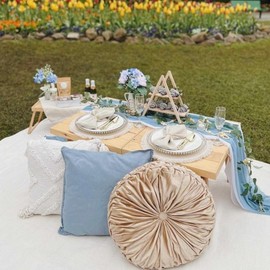 Blue Table Runner for Chiffon Table Runners 2 Pieces 27x120 Inches Long Sheer Fabric for Easter Wedding Boho Christmas Fall Baby Shower Decorations