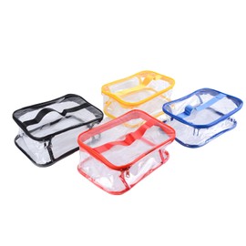4 PC Clear PVC Toy Storage Bag with Handle,Waterproof Zipper Organizer, Ideal for Toys, Travel, Toiletries, Blocks, Puzzle, Stationery, Game Storage Bags,9.2x6.7x4.5 Inch