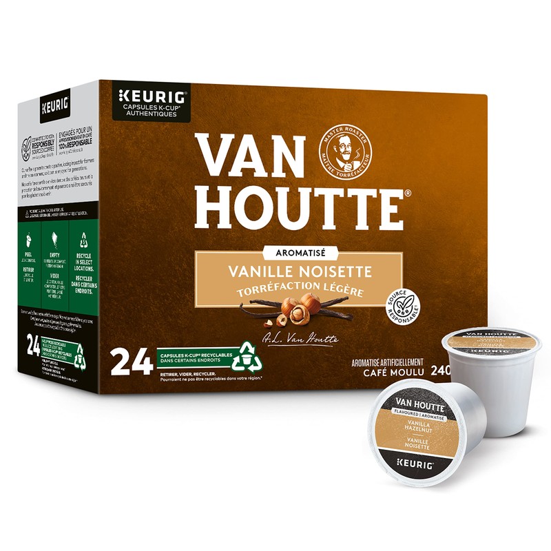 Van Houtte Vanilla Hazelnut Light Roast K-Cups Coffee Pods, 24