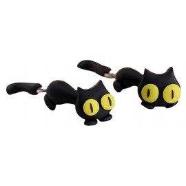 Black Cat Stud Earring for Teen Girl Women Unique Animal Stud Cute Cartoon Anime Stud Earring Hypoallergenic Polymer Clay Earring Jewelry Gift (Yellow)