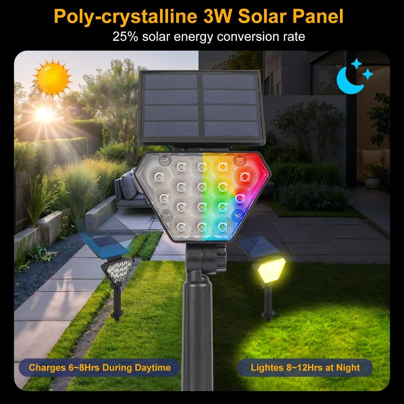 T-SUN Solar Lights Outdoor Waterproof IP65, 6Pack LED Solar Spot
