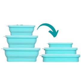 Premium 3-Piece Silicone Collapsible Storage Containers Set - Versatile, BPA-Free, Microwave & Dishwasher Safe - Perfect for Meal Prep & Space-Saving - 500ml, 1000ml, 1500m