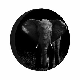 MIYASANG African Elephant Spare Tire Cover Animal Wildlife Face Head Portrait Water Black Weatherproof Universal Wheel Protectors Camper Tire Covers for Trailer Rv Travel(17 inch)