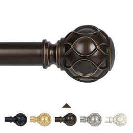 TANGWIN Bronze Farmhouse Curtain Rods for Windows:36-88 Inch Heavy Duty Adjustable Curtain Rod for Bedroom Living Room,Boho Decorative Rustic Drapery Rods with Vintage Coastal Finial,Antique Bronze