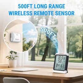 ThermoPro TP65 Indoor Outdoor Thermometer Digital Wireless Hygrometer Temperature Humidity Monitor with Jumbo Touchscreen and Backlight Humidity Gauge,LCD