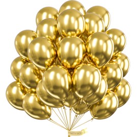 PartyWoo Metallic Gold Balloons 50 pcs 12 Inch Chrome Gold Balloons for Graduation Baby Shower Gender Reveal Christmas Wedding New Year Anniversaries Birthday Party Decorations Gold-G101