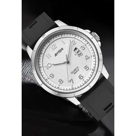 GEDIYAR Mens Quartz Analog Wrist Watches Calendar Date Waterproof Big Large Face Watch for Men Business Casual Dress Sports(A8619 Silver)