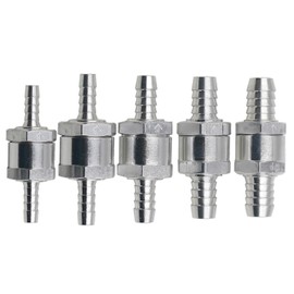 Fuel Check Valve, Pack of 5, Aluminium Disposable Check Valve for Car Carburettor, Low Pressure System, Check Valve, Fuel Line, Disposable Valve, Water (4 mm, 6 mm, 8 mm, 10 mm, 12 mm)