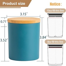 CONNOO 12 Pack 10 OZ Navy Blue Glass Candle Jars for Making Candles with Airtight Bamboo Lids Nice Sticky Warning Labels for Candle Making Empty Container Bulk - Dishwasher Safe