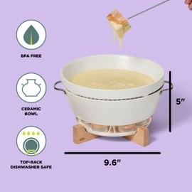 Chef’n SweetSpot Fondue Set, Adjustable Tea Light Candle-Powered Fondue Pot with Ceramic Bowl,Perfect for Chocolate and Cheese, Easy to Use, Dishwasher Safe, Ideal for Entertaining, 9.6 x 9.6 x 5 Inch