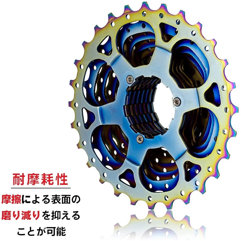 GORIX Gorix Sprocket, 10-Speed (11-28T) Oil Slick (GX-CASSETTE) Durable, Abrasion