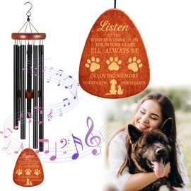 Wind Chimes for Loss of Pet Dog,Pet Dog Memorial Wind Chime - in Loving Memory of Lost Dog - Loss of Pet Remembrance/Sympathy/Passing Away Gift for Dog - Pet Memorial Windchime! (Black, 26")