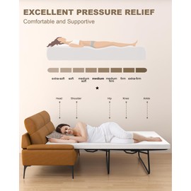 Zenzy 4" Twin Sofa Bed Mattress Replacement, [CertiPUR-US Certified] [Pressure-Relieving] Memory Foam Sofa Mattress Topper with [Ultra Soft] [Washable] Cover [Sofa Not Included] 72"*38" Twin- White