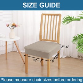 Smiry Waterproof Seat Covers for Dining Room Chairs Set of 4, Stretch Jacquard Removable Washable Chair Seat Slipcovers Protector, No Rear Covers, Taupe