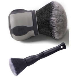 Birbenben Curveball Detail Brush, Car Ultra Soft Bristles Detailing Brushes, 2PC Professional Auto Cleaning Brush, Covers Large Area Inside or Outside Vehicles, Exterior Interior Brush- Gray