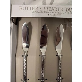 Brandani Italy 4Pc Butter Spreader Knifes Diamond High Quality  Stainless Steel.