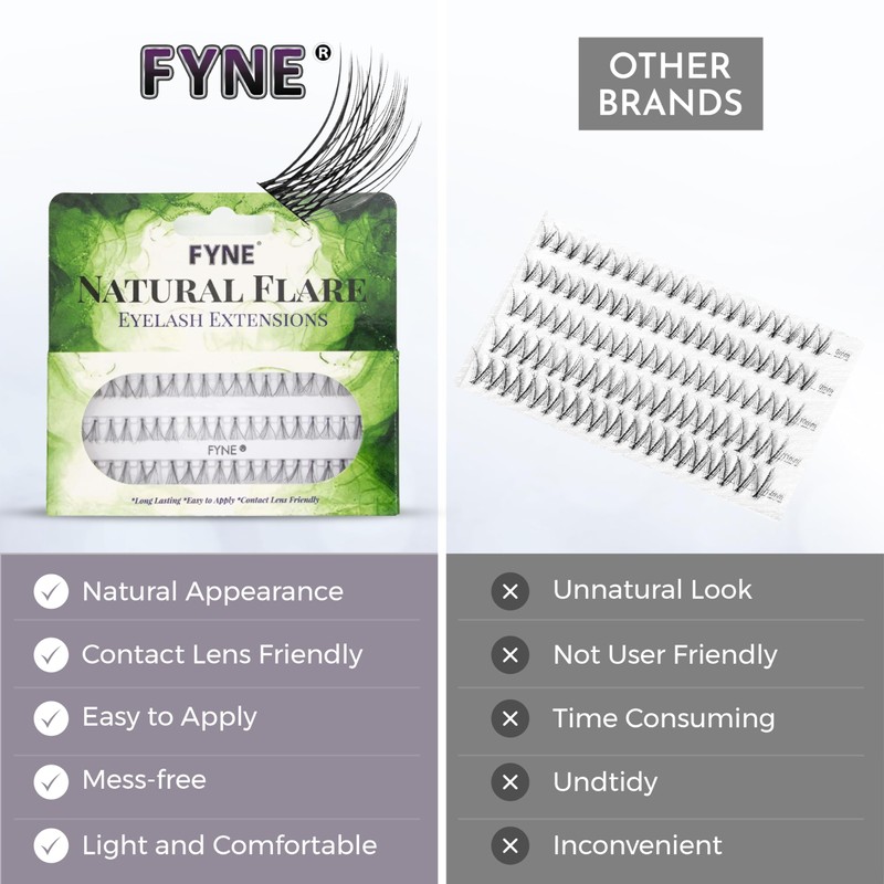 Natural Lashes by FYNE – 60 Medium Cluster Lashes per