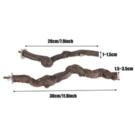 Allazone 2 PCS Perch Bird Stand Natural Wooden Parrot Perch Stand Bird Climbing Standing Branches Toy for Small Lovebirds Budgies Cockatiels